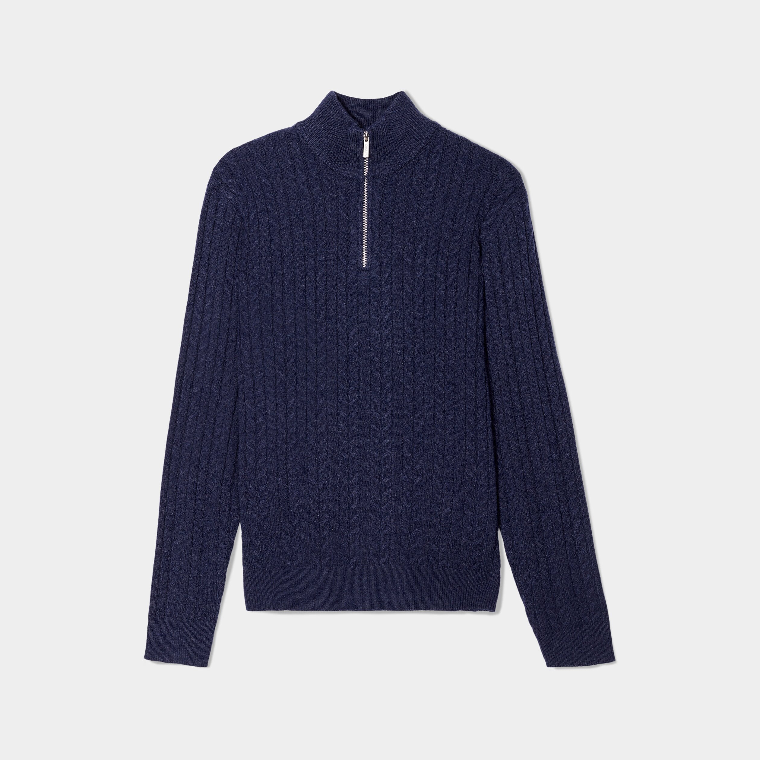 Pull camionneur à torsades bleu marine homme | La Halle