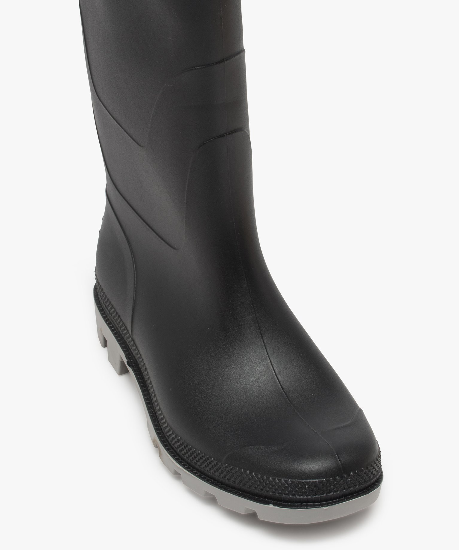 Bottes de pluie homme à semelle crantée contrastée noir | GEMO
