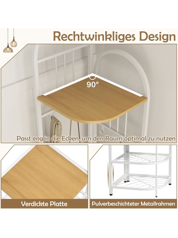 COSTWAY 180CM Garderobenständer Eck in Weiß günstig kaufen onesize
