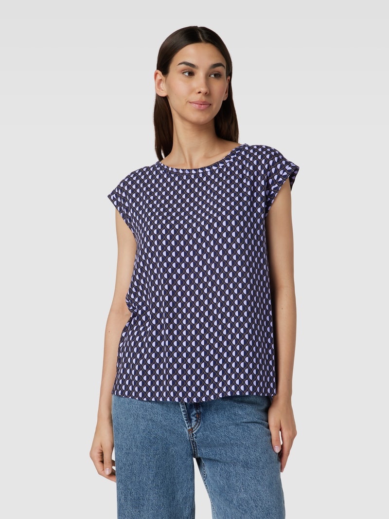 Bluse mit Allover-Muster Modell 'Fauni' in marineblau