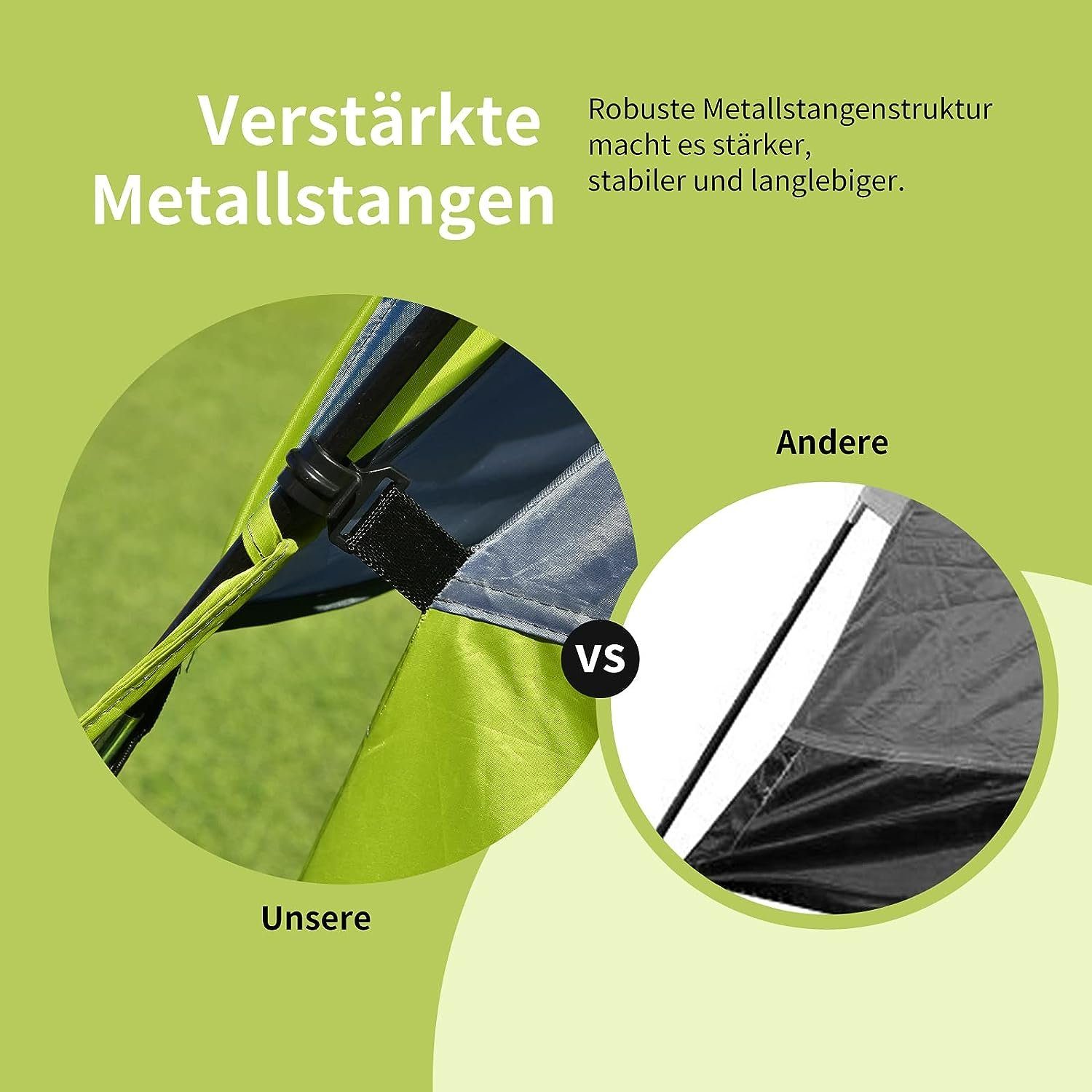 KOMFOTTEU Kuppelzelt Campingzelt, Personen: 2, wasserdichtes Zelt mit Bodennägeln & Seilen