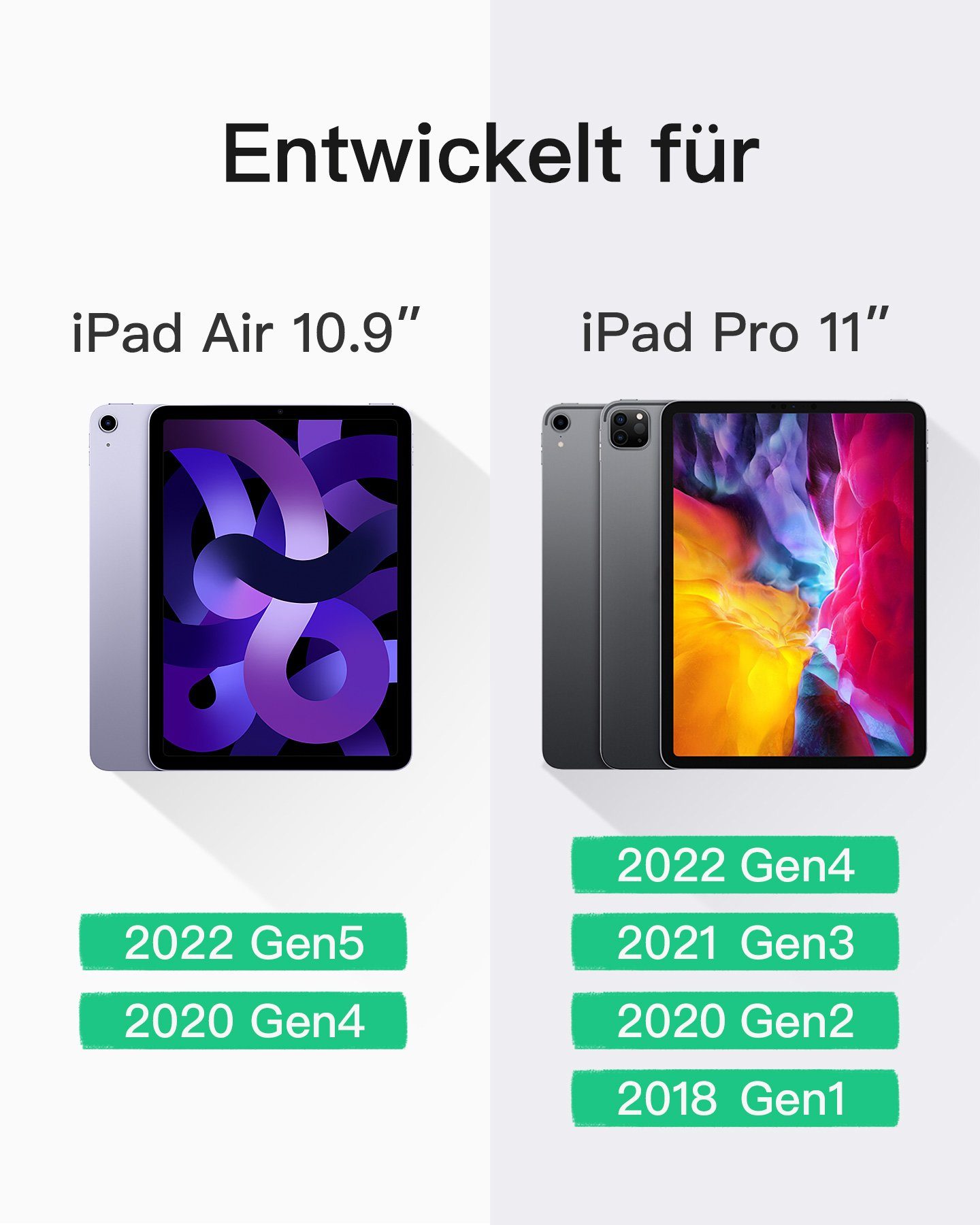 officelab Beleuchtete Tastatur für 10.9 Zoll iPad Air 5/4, iPad Pro 11 Zoll iPad-Tastatur