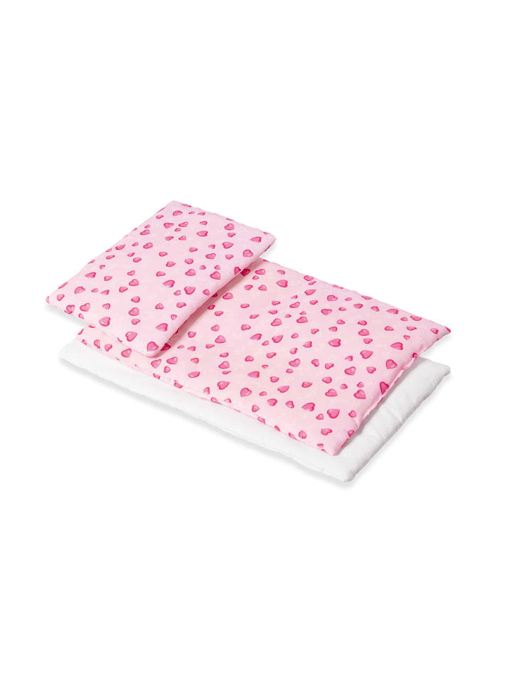 Pinolino 3-tlg. Puppenbettzeug für Puppenbetten 'Herzchen“ in rosa günstig kaufen onesize