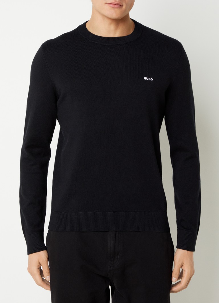 HUGO BOSS San Cudo fine knit pullover with logo embroidery