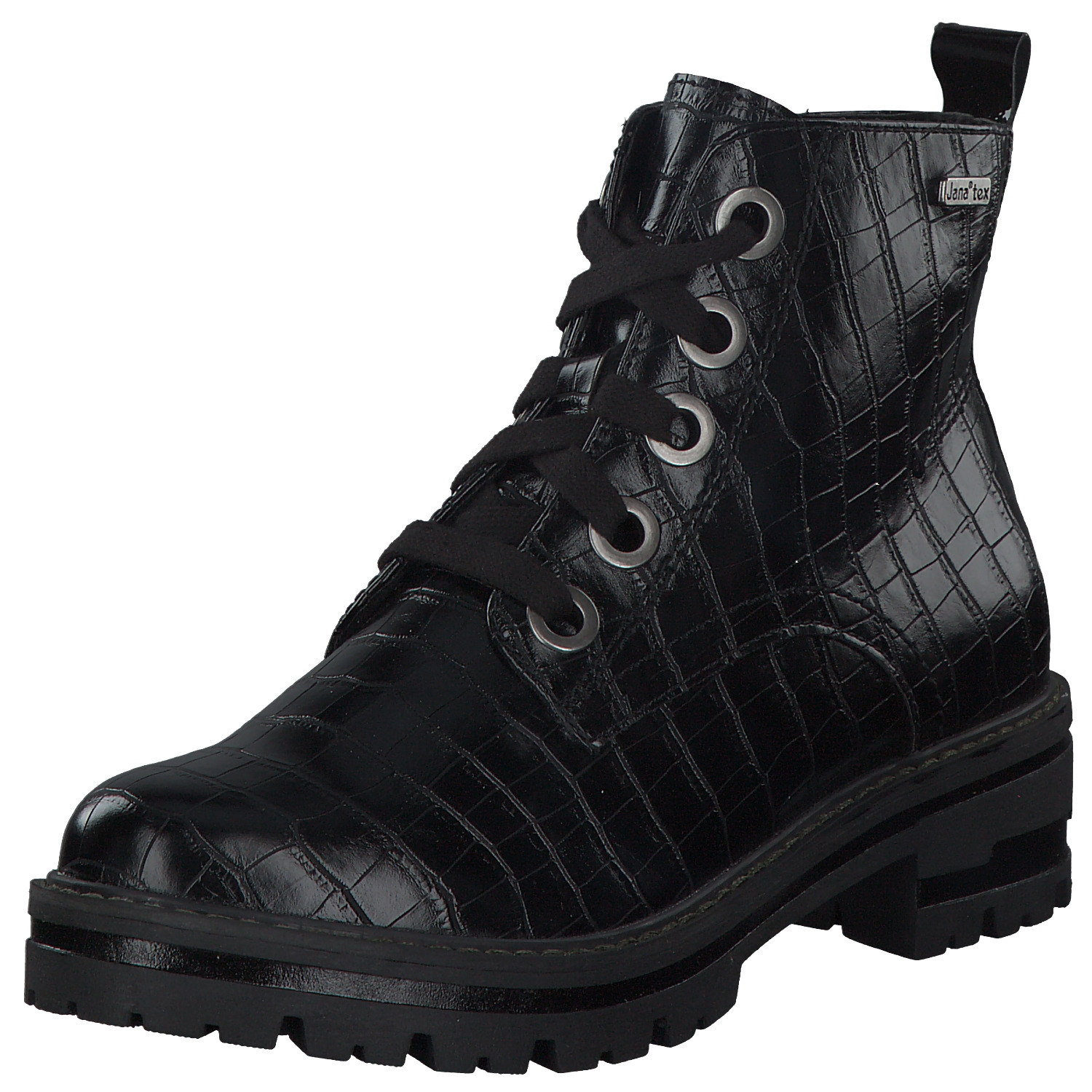 Jana Shoes 26209, Schnürstiefel, Damen, Schwarz