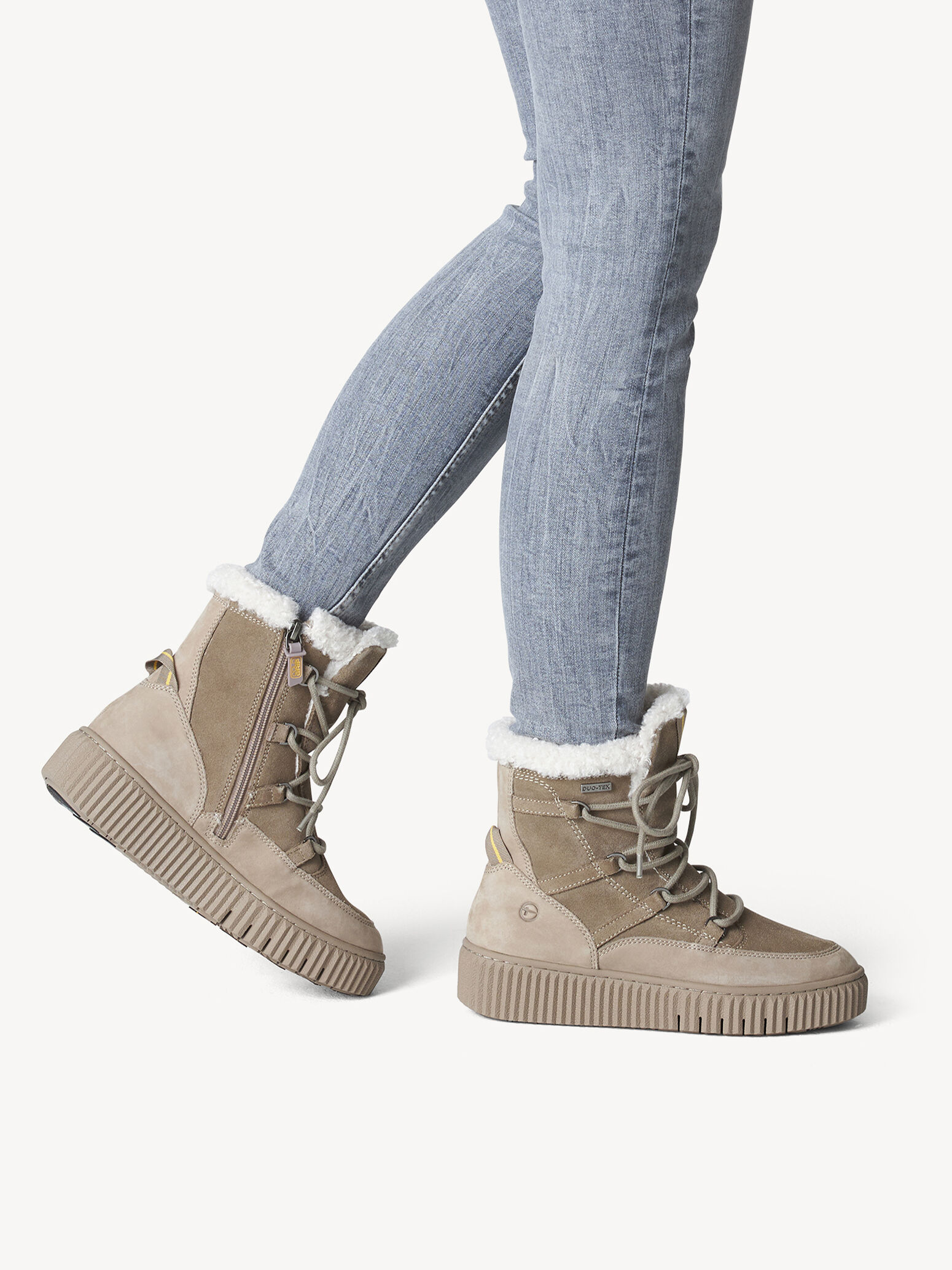 Bottine en cuir - beige doublure chaude
