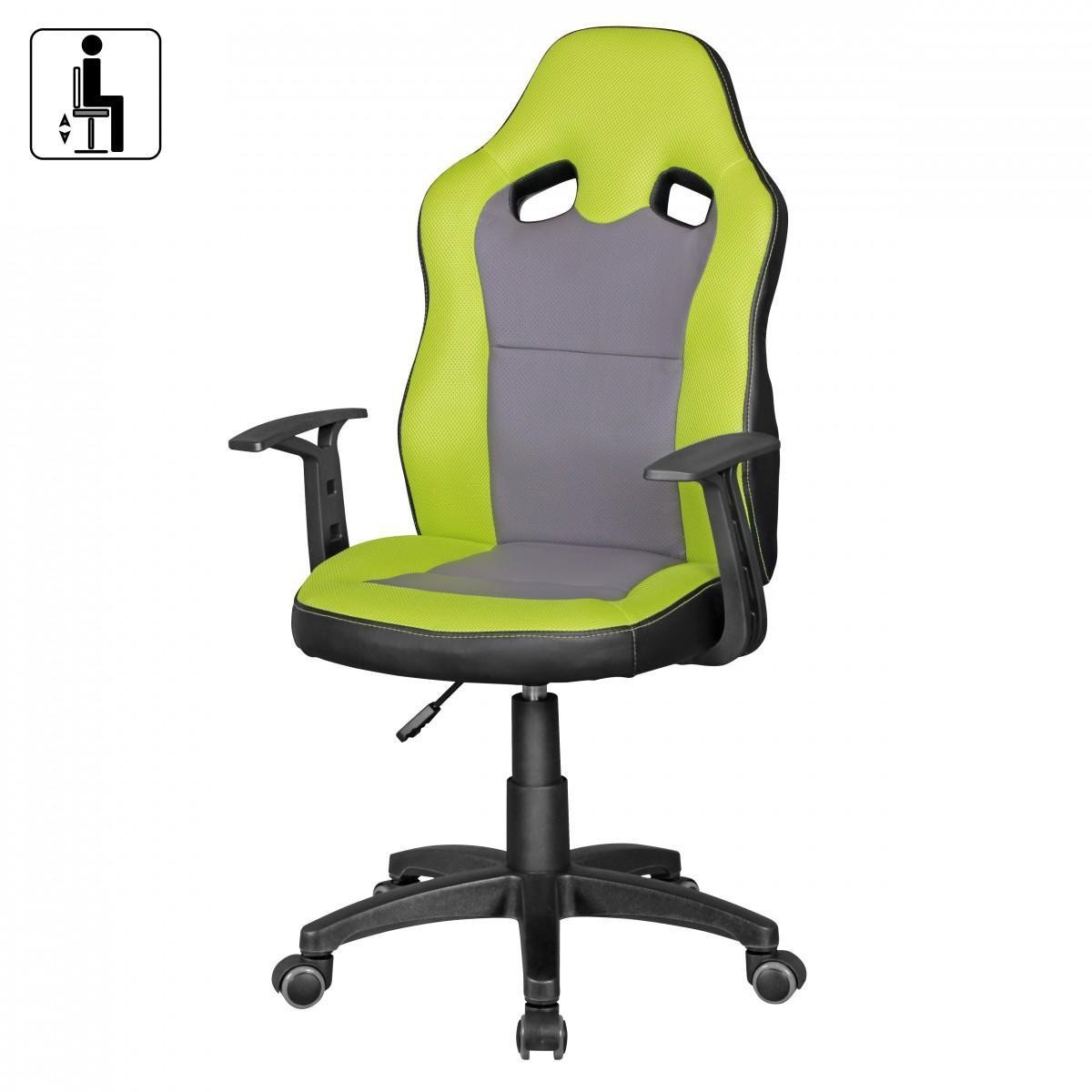 Amstyle Kinderdrehstuhl SPEEDY Jugendstuhl Kinderschreibtischstuhl Drehstuhl ergonomisch - grün/grau