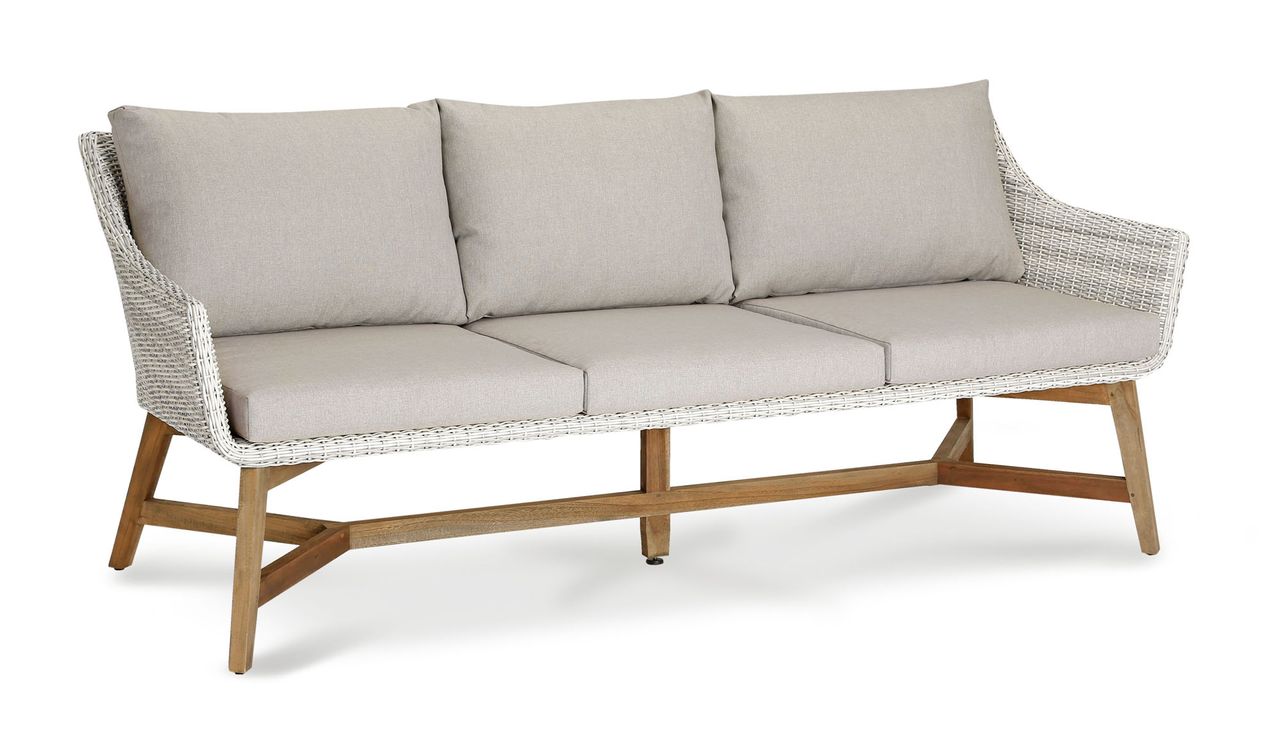 BEST Lounge-Couch Paterna 3-Sitzer Teakholz/alabaster