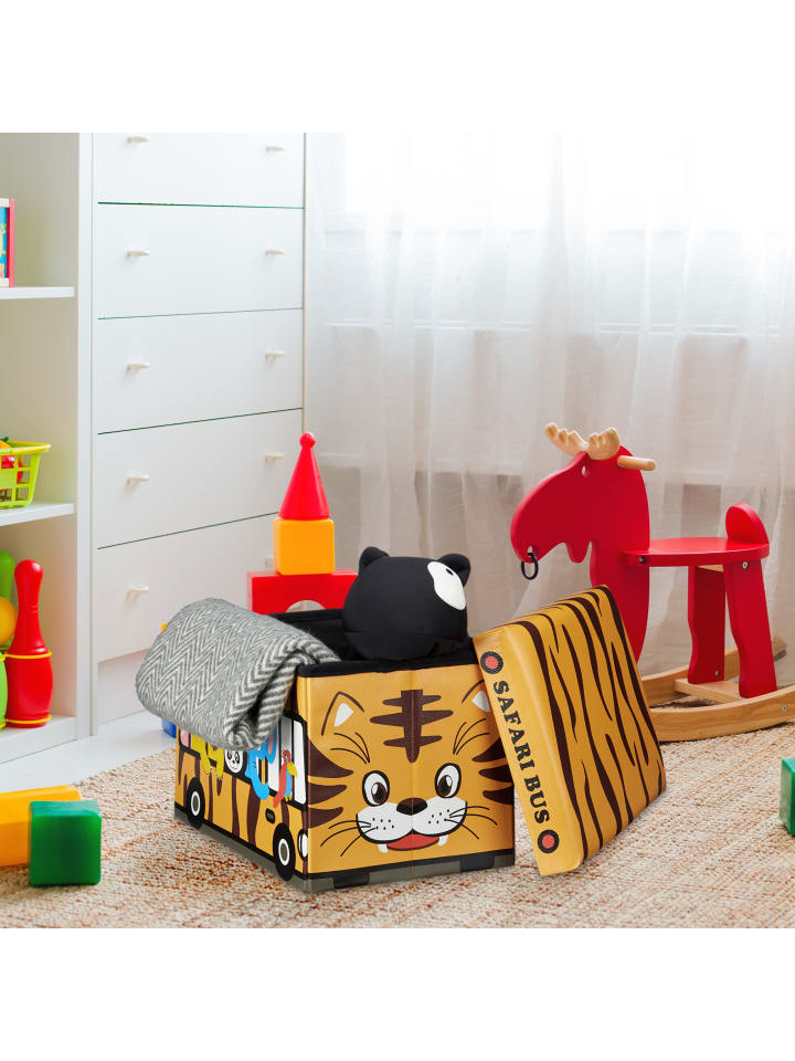 relaxdays Spielzeugkiste Tiger in Braun - (B)48 x (H)32 x (T)32 cm günstig kaufen onesize