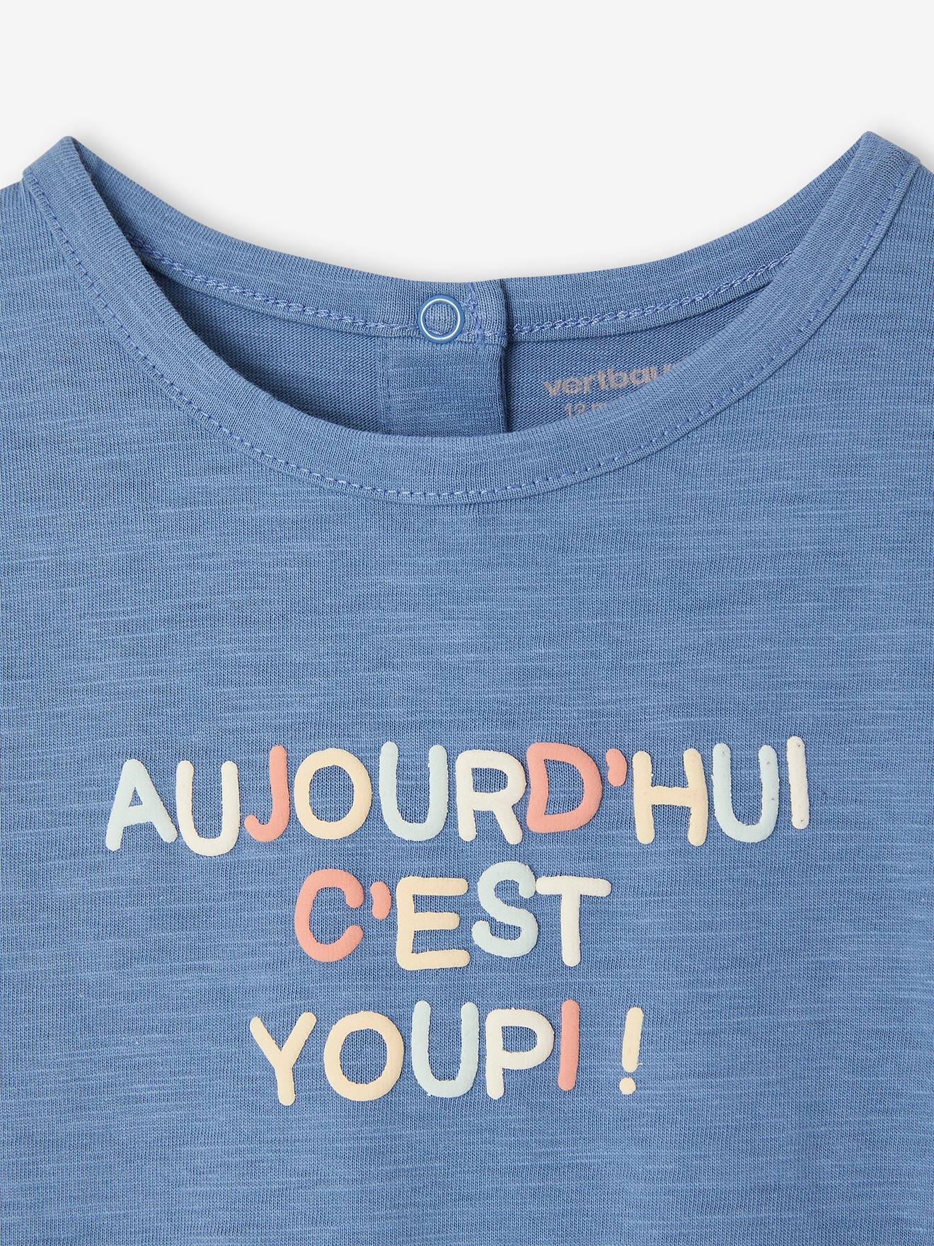 Vertbaudet Jungen Baby T-Shirt mit Message-Print - blau
