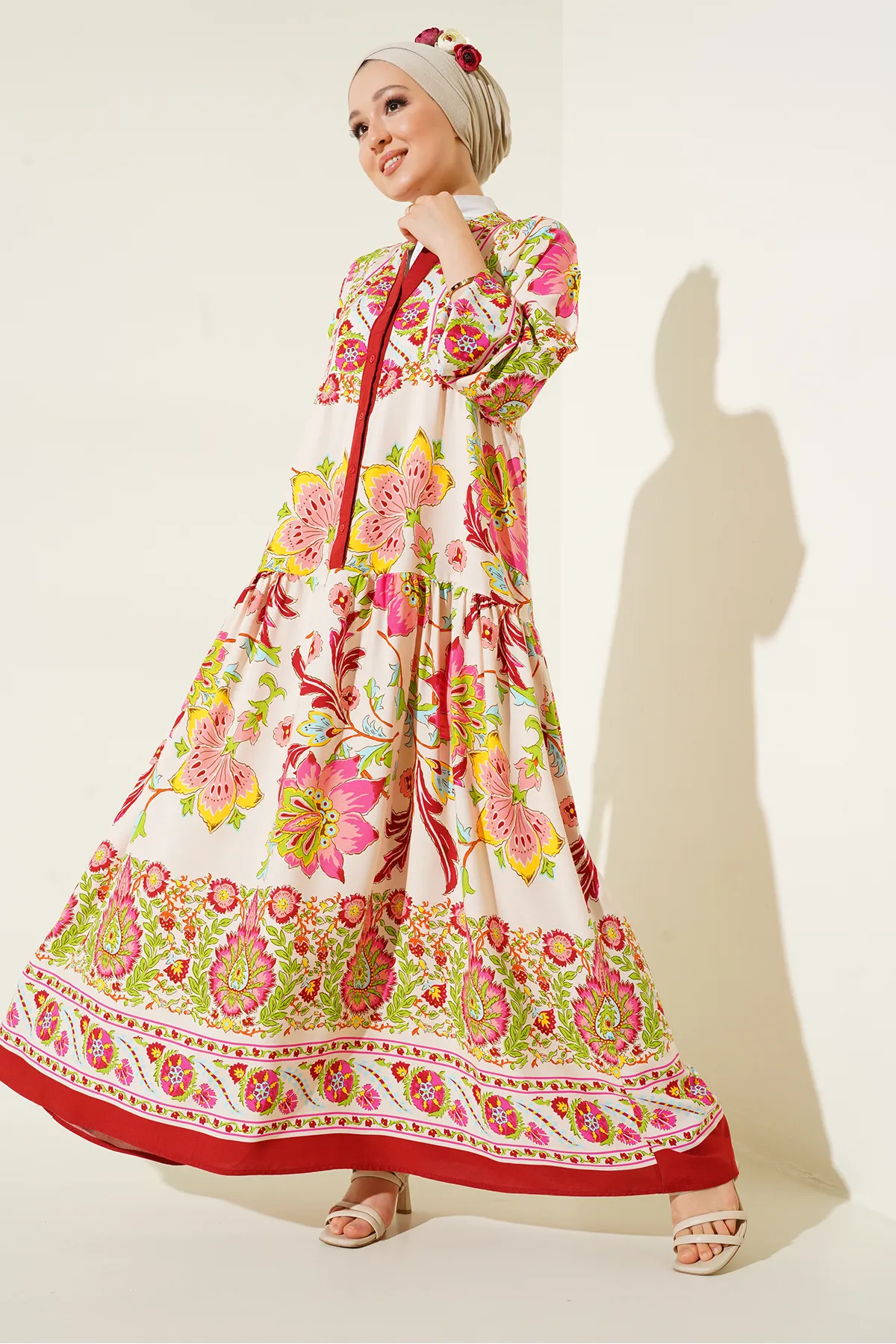 Bigdart  2423 Authentisches gemustertes Kleid – Y.Burgund