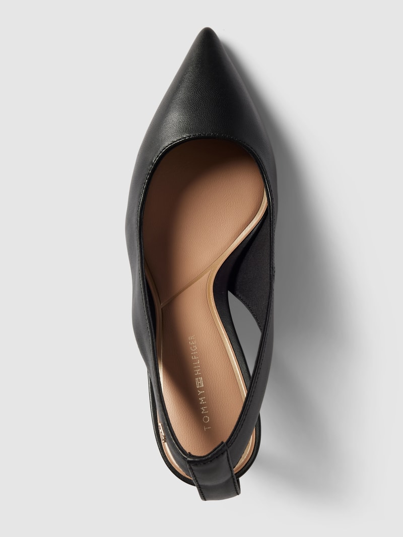 Pumps aus Leder mit Label-Detail Modell 'POINTY SLING BACK' in schwarz