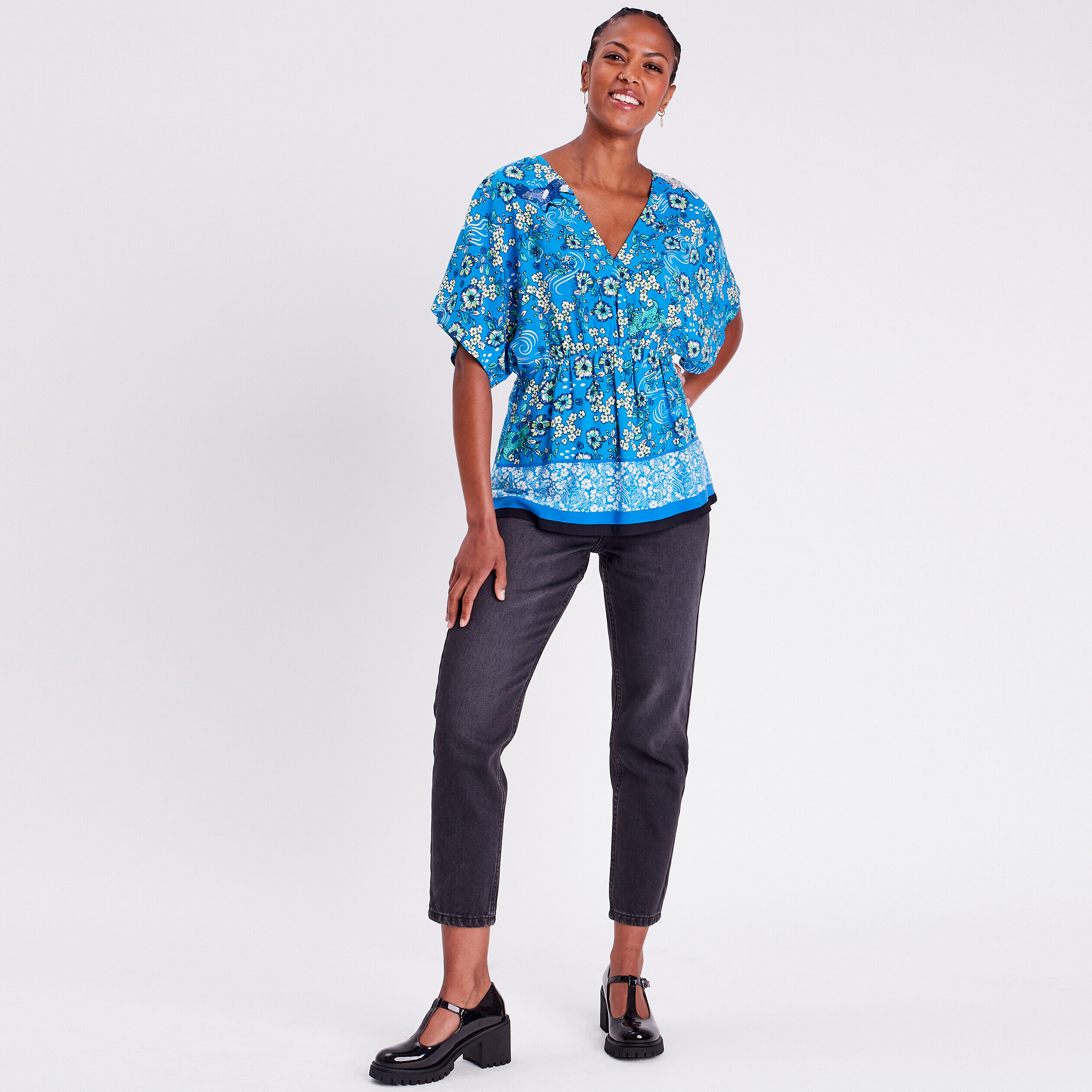 Blouse manches courtes bleu clair femme | Cache Cache