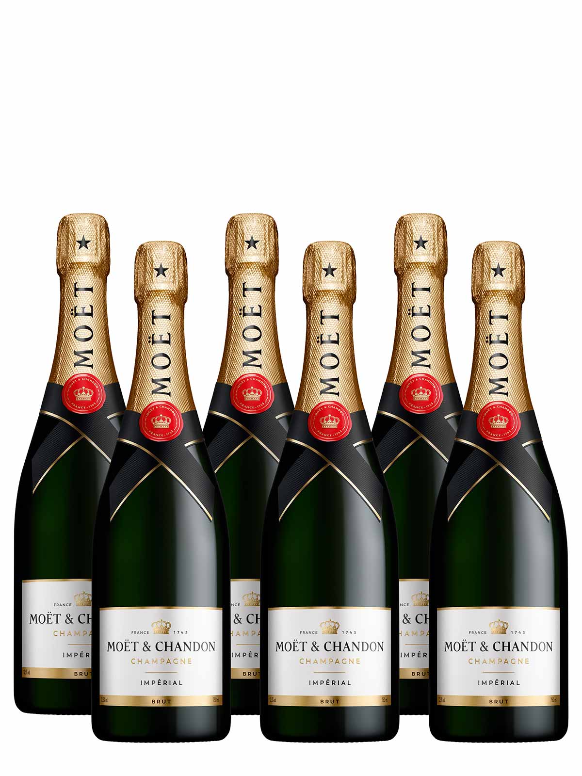 Moët & Chandon Impérial Brut Gold Geschenkset - Geschenkset mit 6 Flaschen 750 ml mit Kühler und Flaschenverschluss