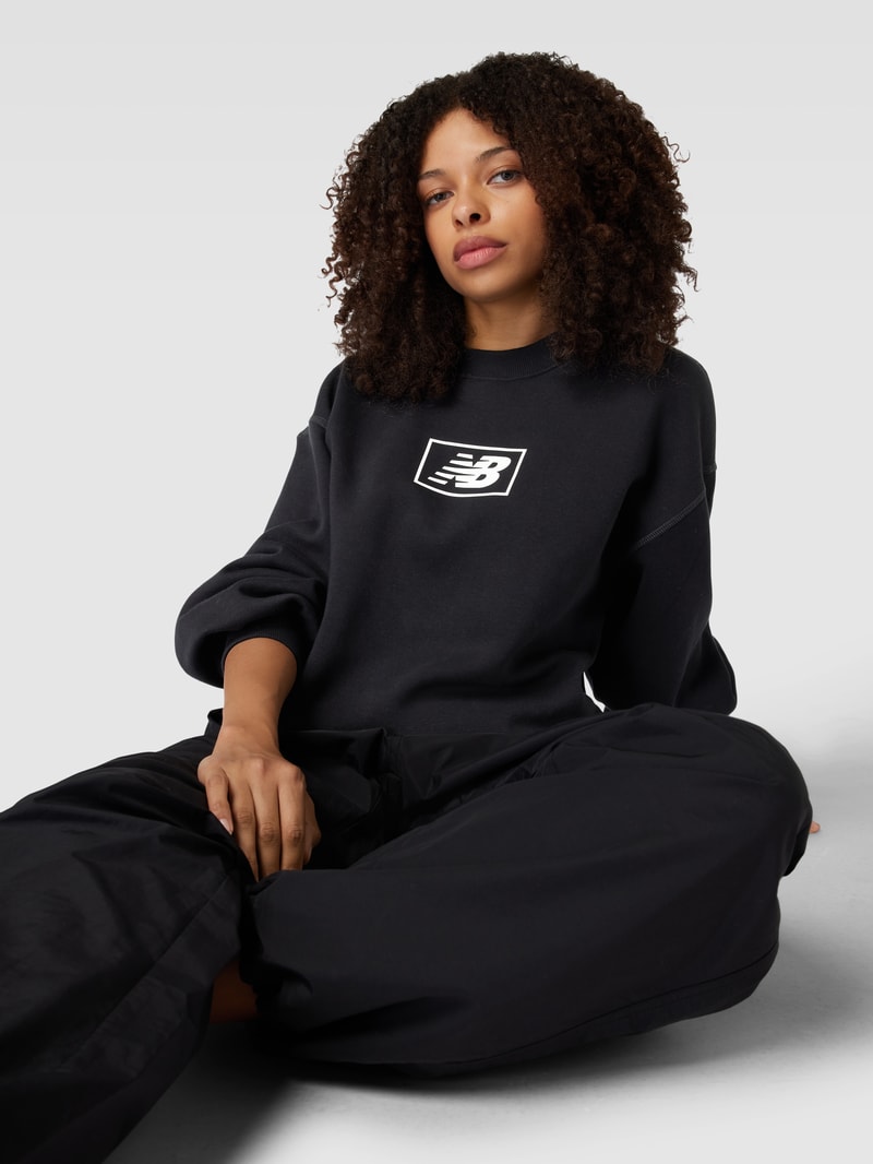 Sweatshirt mit Logo-Print Modell 'Essentials Americana' in schwarz
