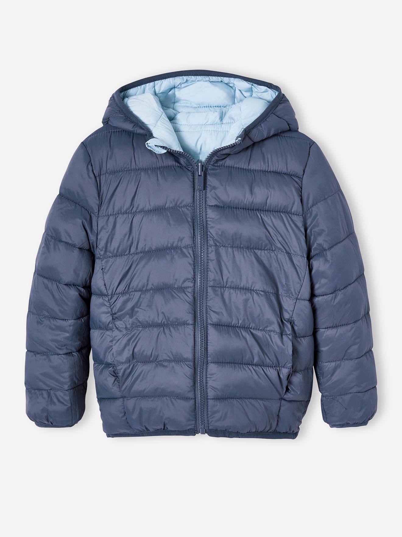Doudoune bicolore réversible garçon bleu ardoise