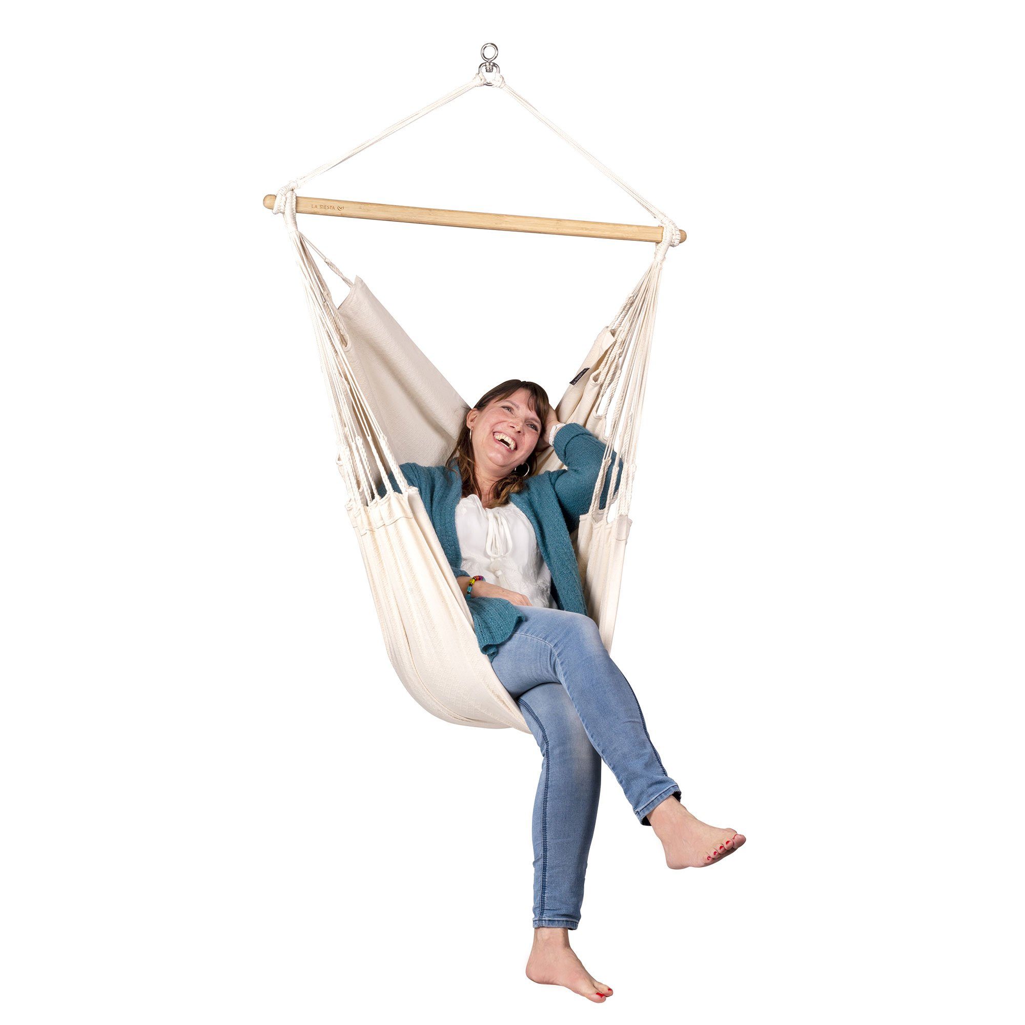 La Siesta Hängestuhl Hängestuhl Hängesessel HABANA Latte - Basic aus Bio-Baumwolle La Siest, Hochwertige Qualität