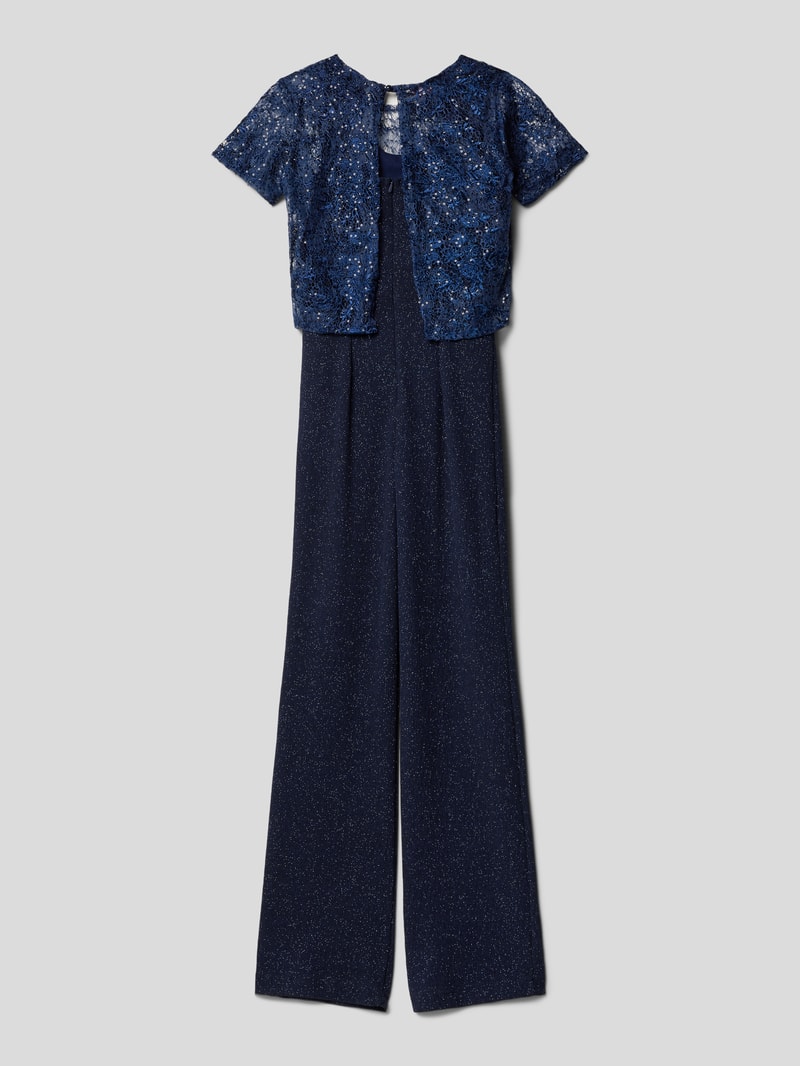 Jumpsuit mit Effektgarn in marineblau