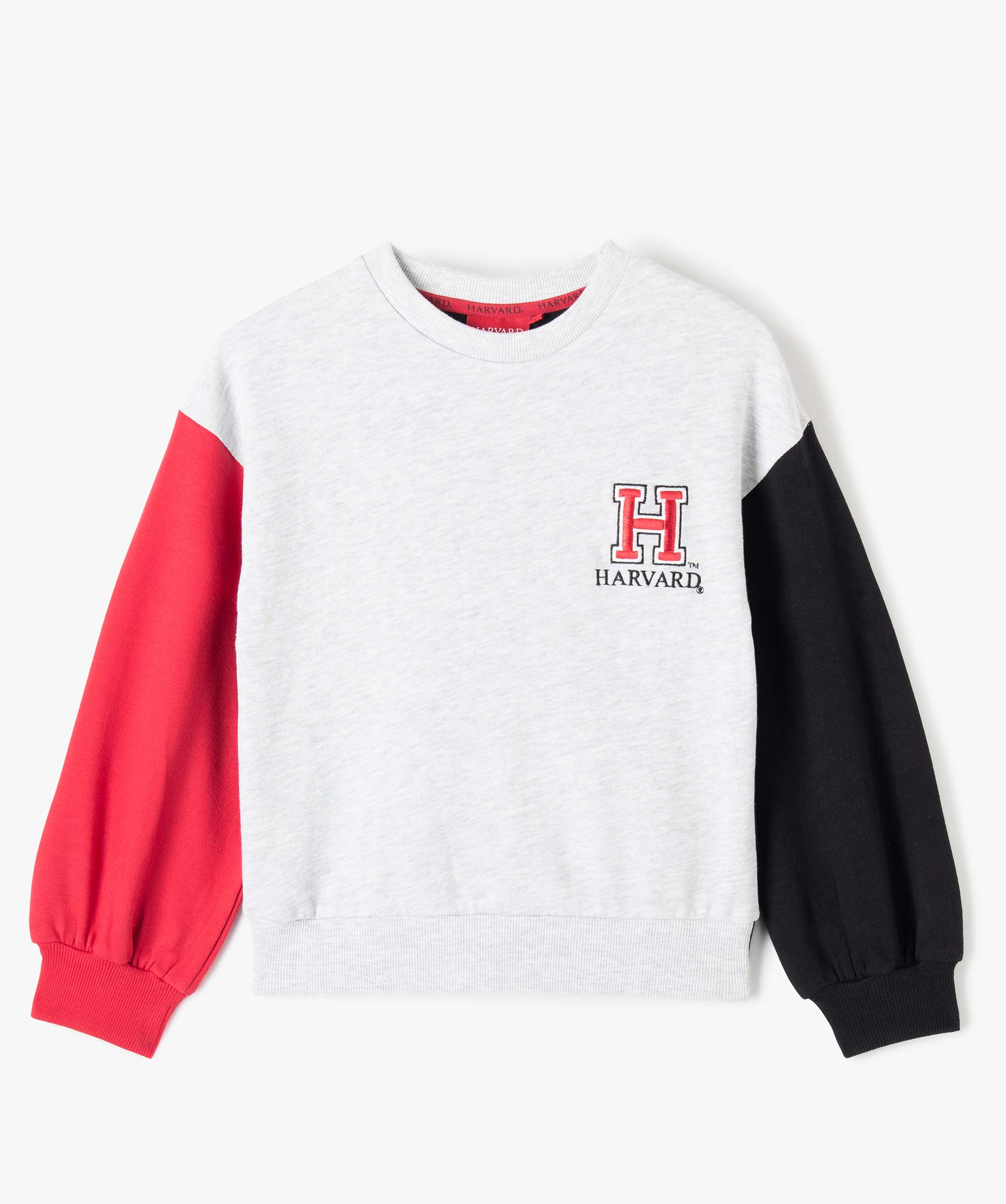 Sweat fille avec manches contrastantes - Harvard gris clair | GEMO
