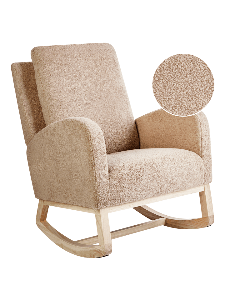 Beliani Schaukelsessel ALSTA in Beige/Braun - (W) 68 x (H) 100 x (L) 100 cm günstig kaufen onesize