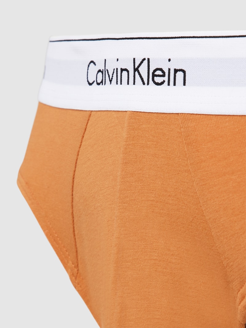 Slip mit elastischem Logo-Bund im 3er-Pack in orange