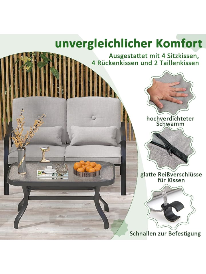 COSTWAY 4 tlg. Gartenmöbel Set in Grau günstig kaufen onesize