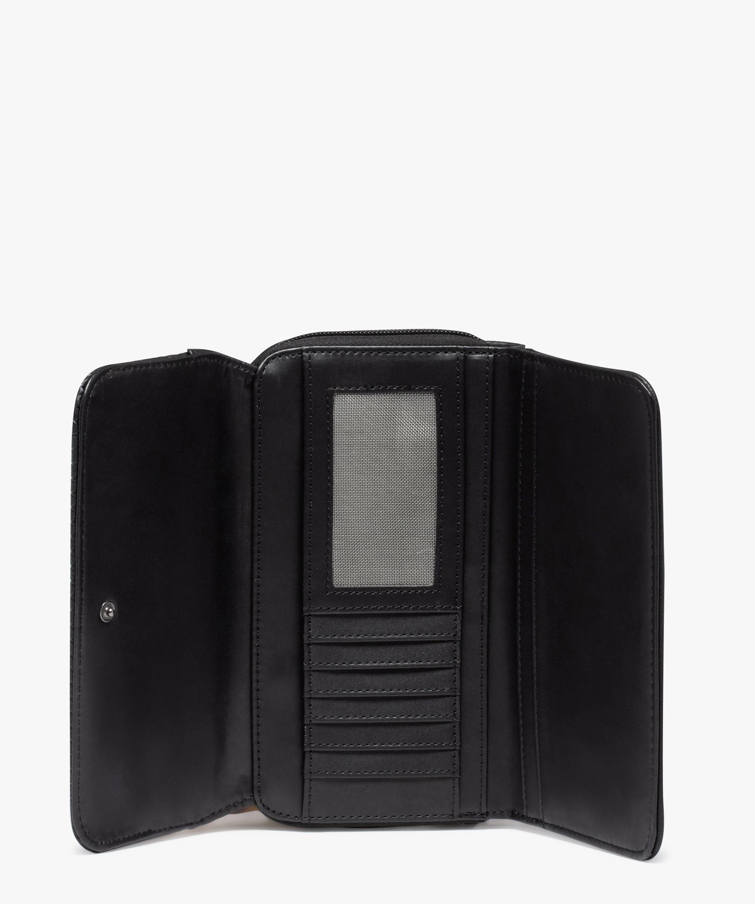 Portefeuille rigide 3 volets motif ikat noir | GEMO