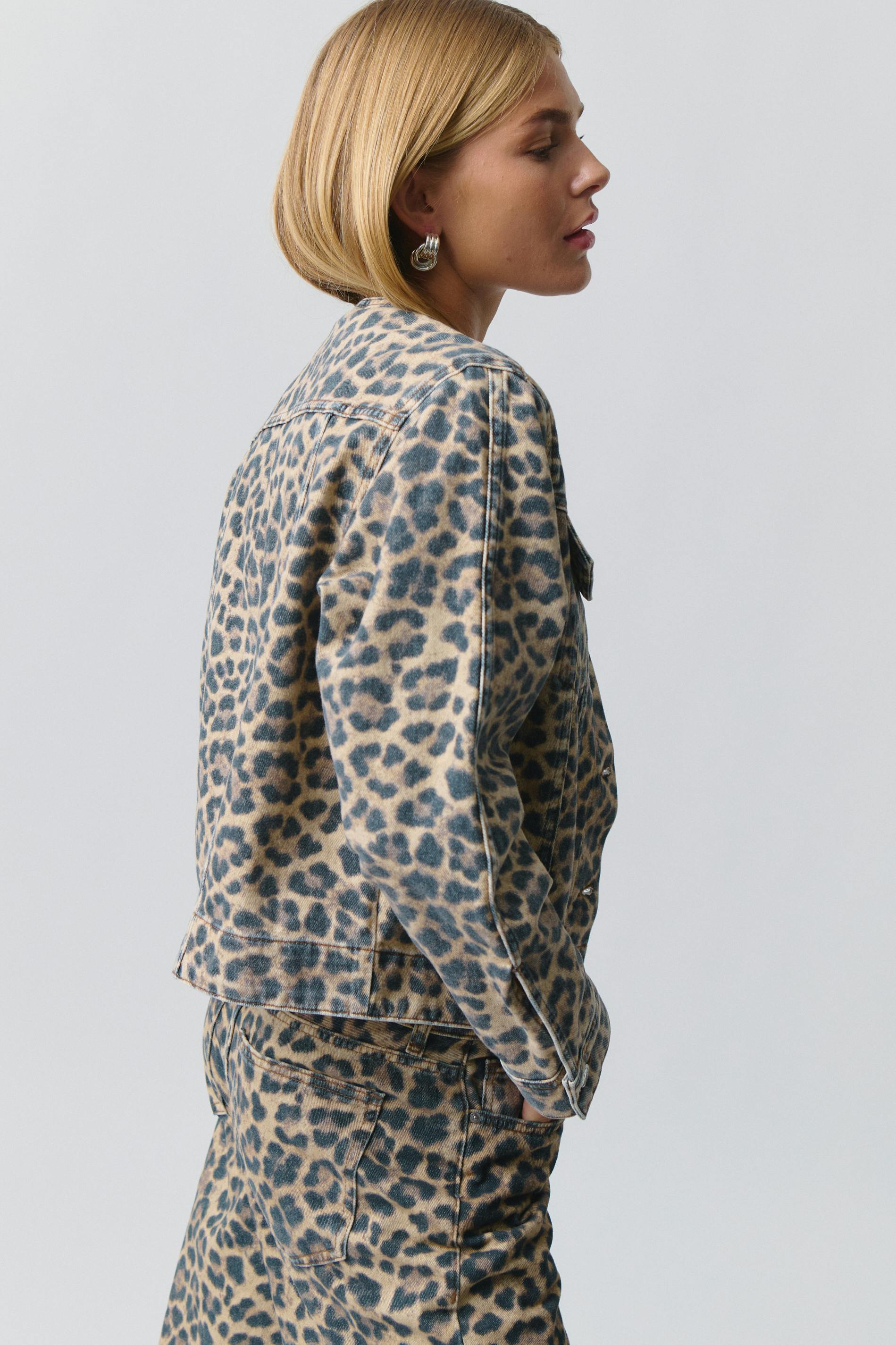 Leopard denim jacket