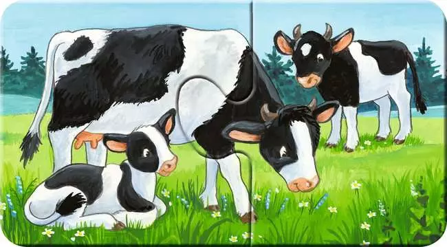Kinderpuzzle ab 2 Jahren - Tierfamilien auf dem Bauernhof - 2 Teile