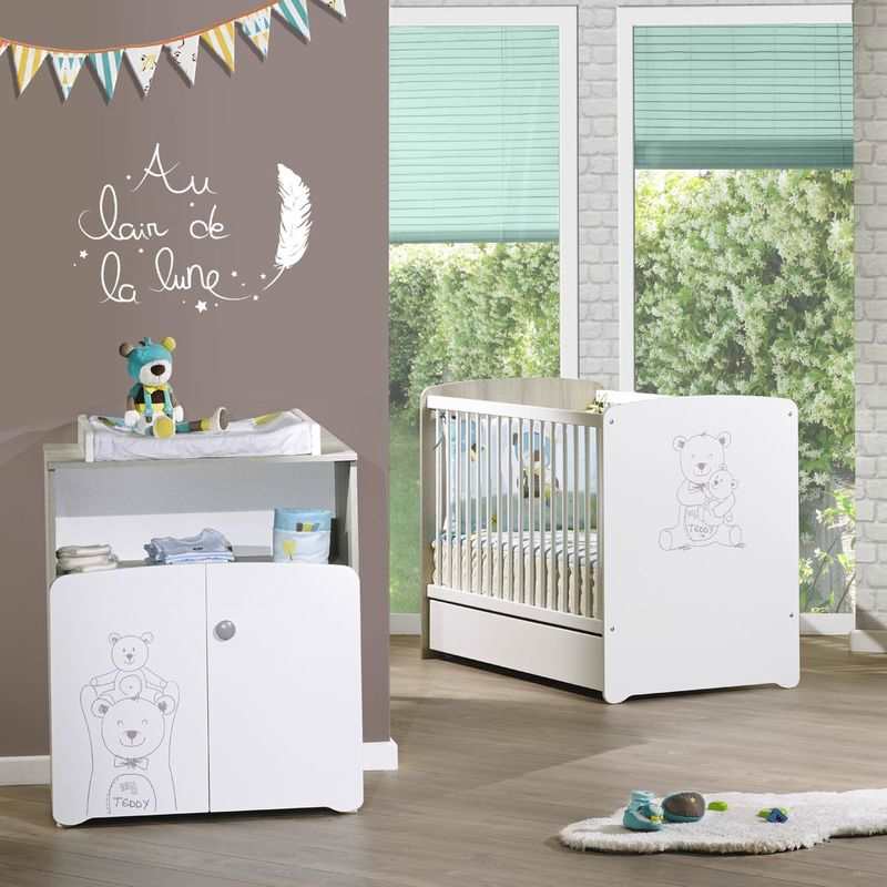 Chambre bébé 2 pièces TEDDY lit et commode