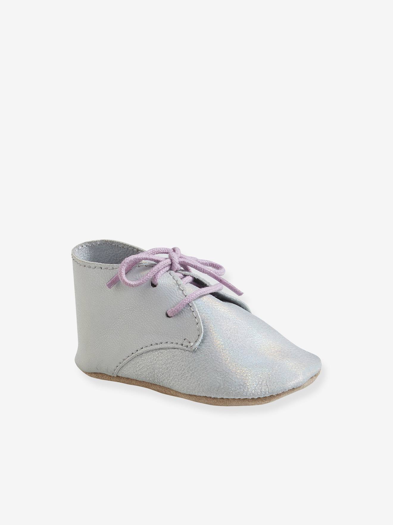 Chaussons de parc cuir souple bébé fille light gold