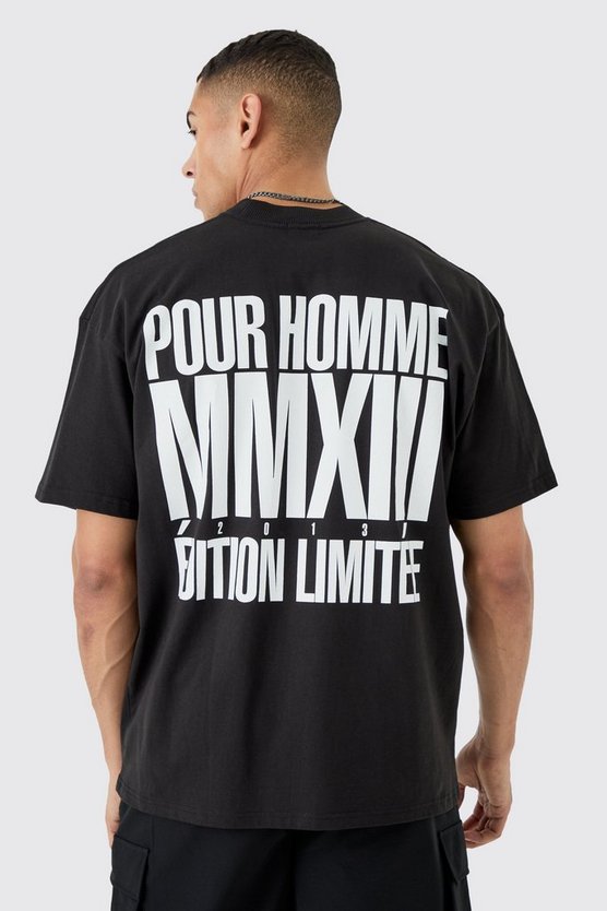 Oversize T-Shirt mit Pour Homme Print