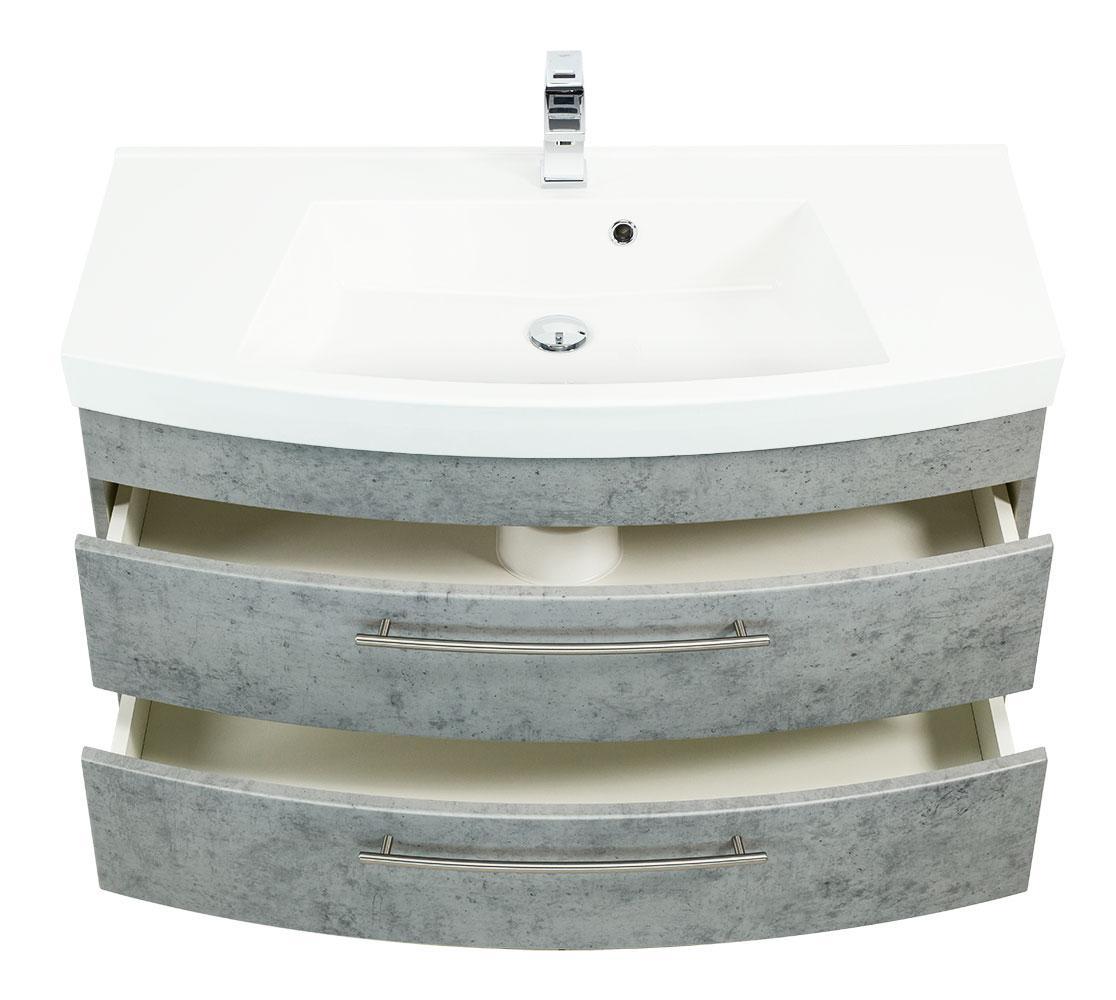 Posseik Badmöbel Luna 100 mit runder Front Beton