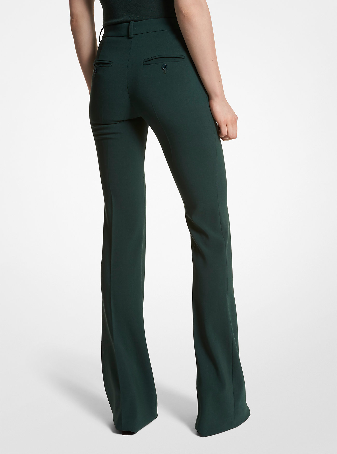 Haylee Stretch Pebble Crepe Flared Bukser - FOREST