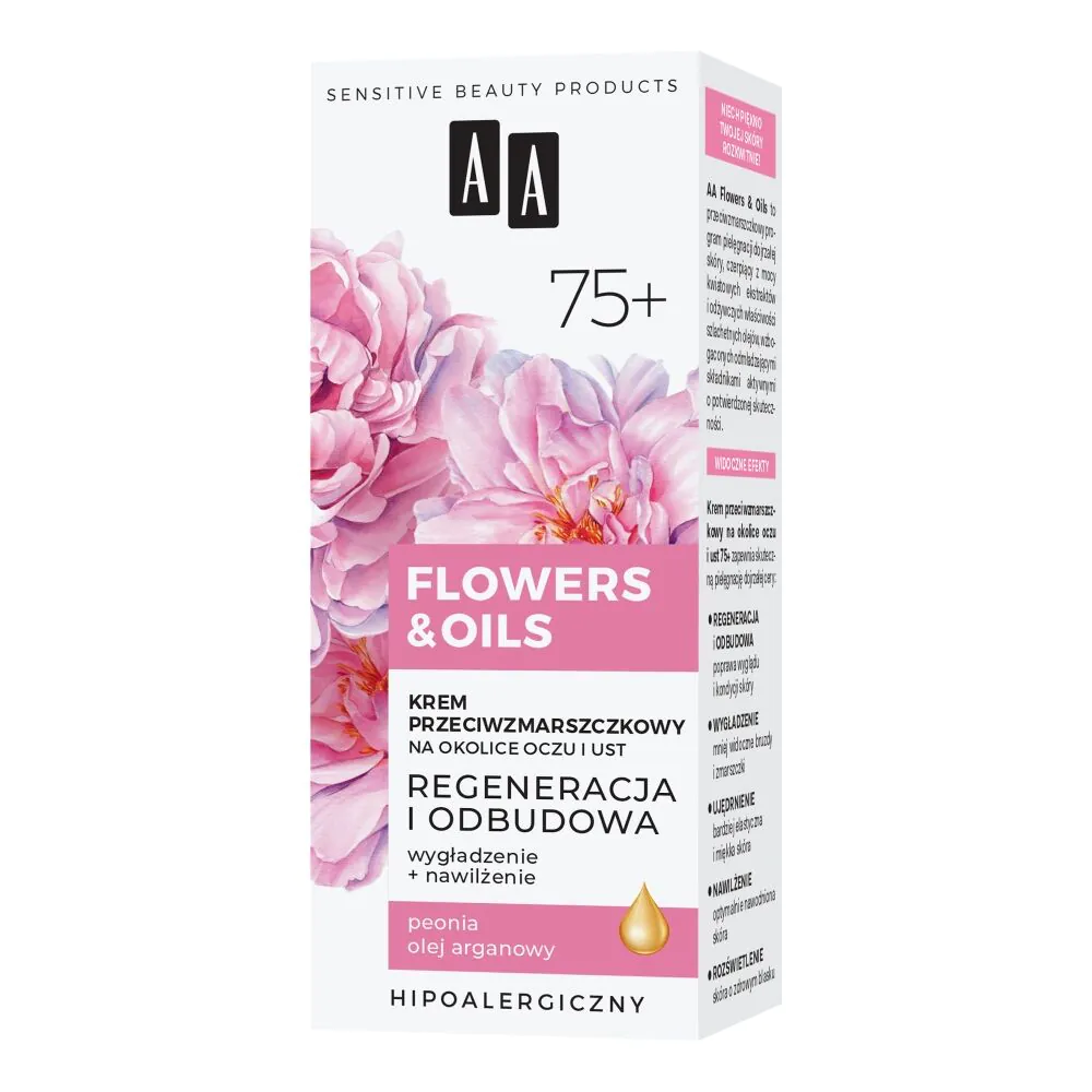 AA Flowers & Oils 75+ Αντιρυτιδική Κρέμα για την Περιοχή των Ματιών και του Στόματος