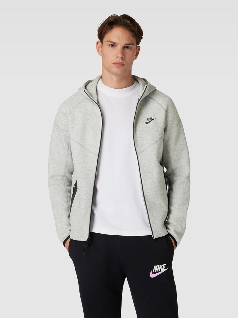 Sweatjacke mit Label-Details in hellgrau