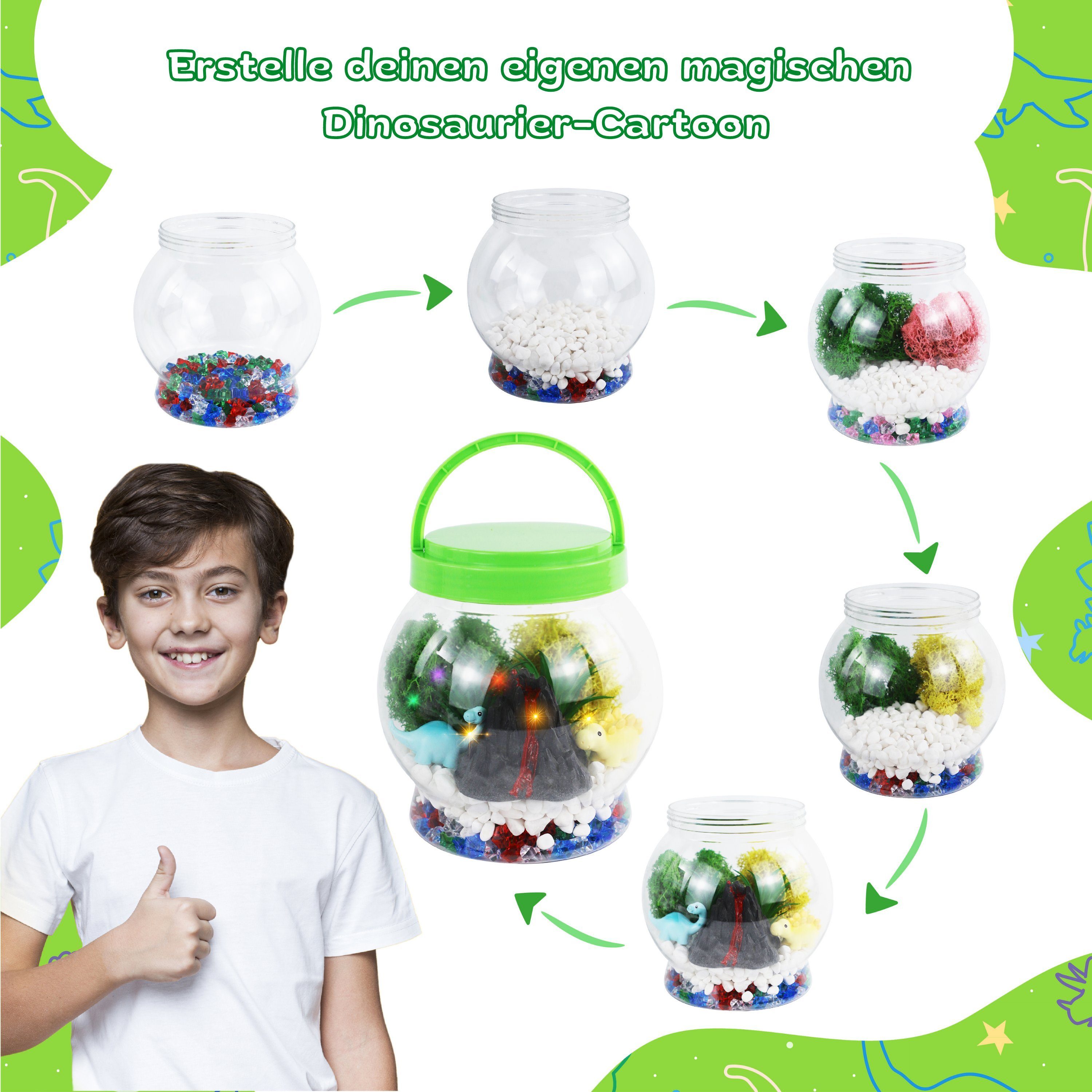 Coradoma Kreativset Terrarium Kit für Kinder DIY Bastelset mit Nachtlicht Lampe Deko, Junge und Mädchen Geschenke