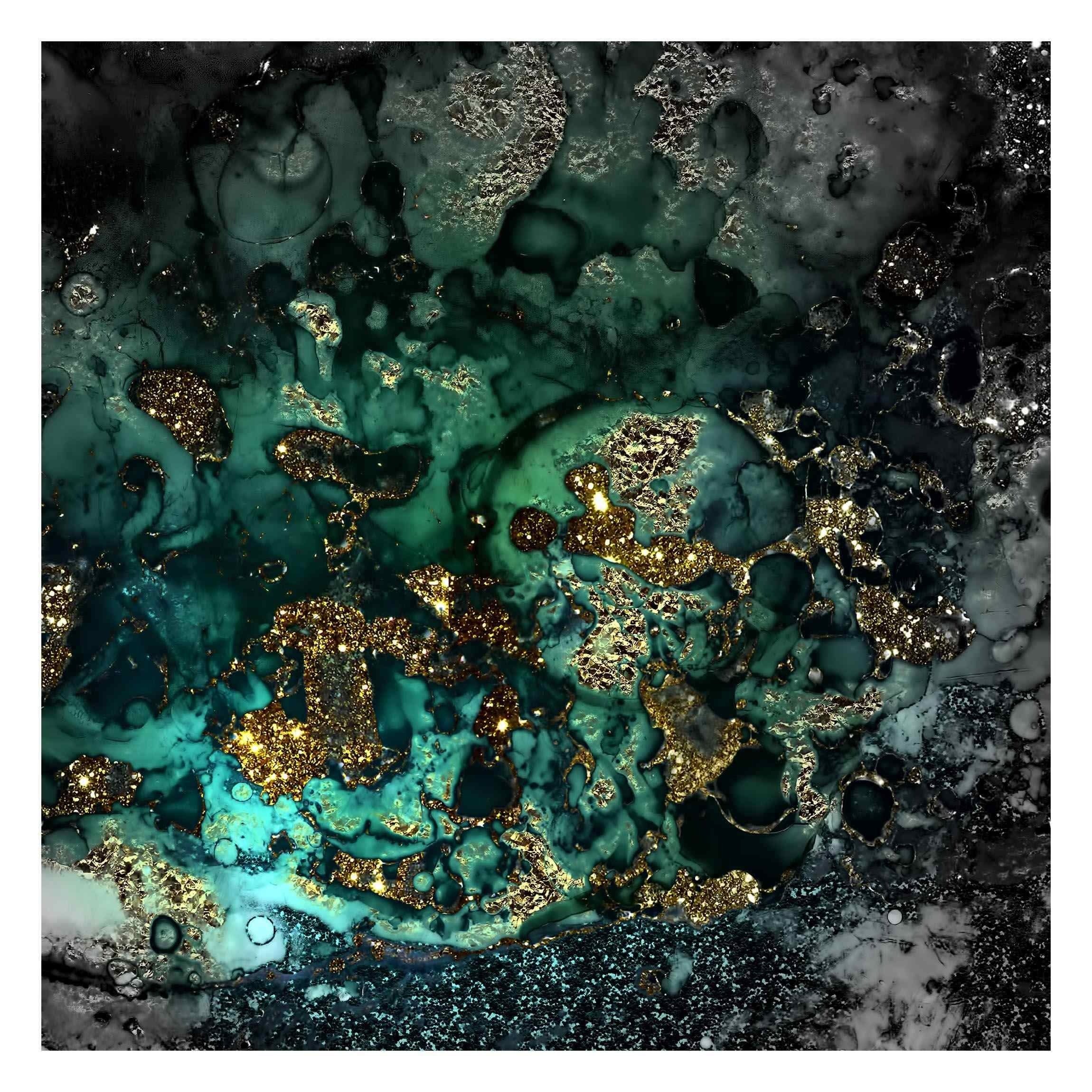 Bilderdepot24 Vliestapete Abstrakt Goldene Meeres-Inseln Abstrakt Tapete Wanddeko Modern Kunst, Glatt, Matt, (Inklusive Gratis-Kleister oder selbstklebend), Wohnzimmer Schlafzimmer Küche Flur Fototapete Motivtapete Wandtapete