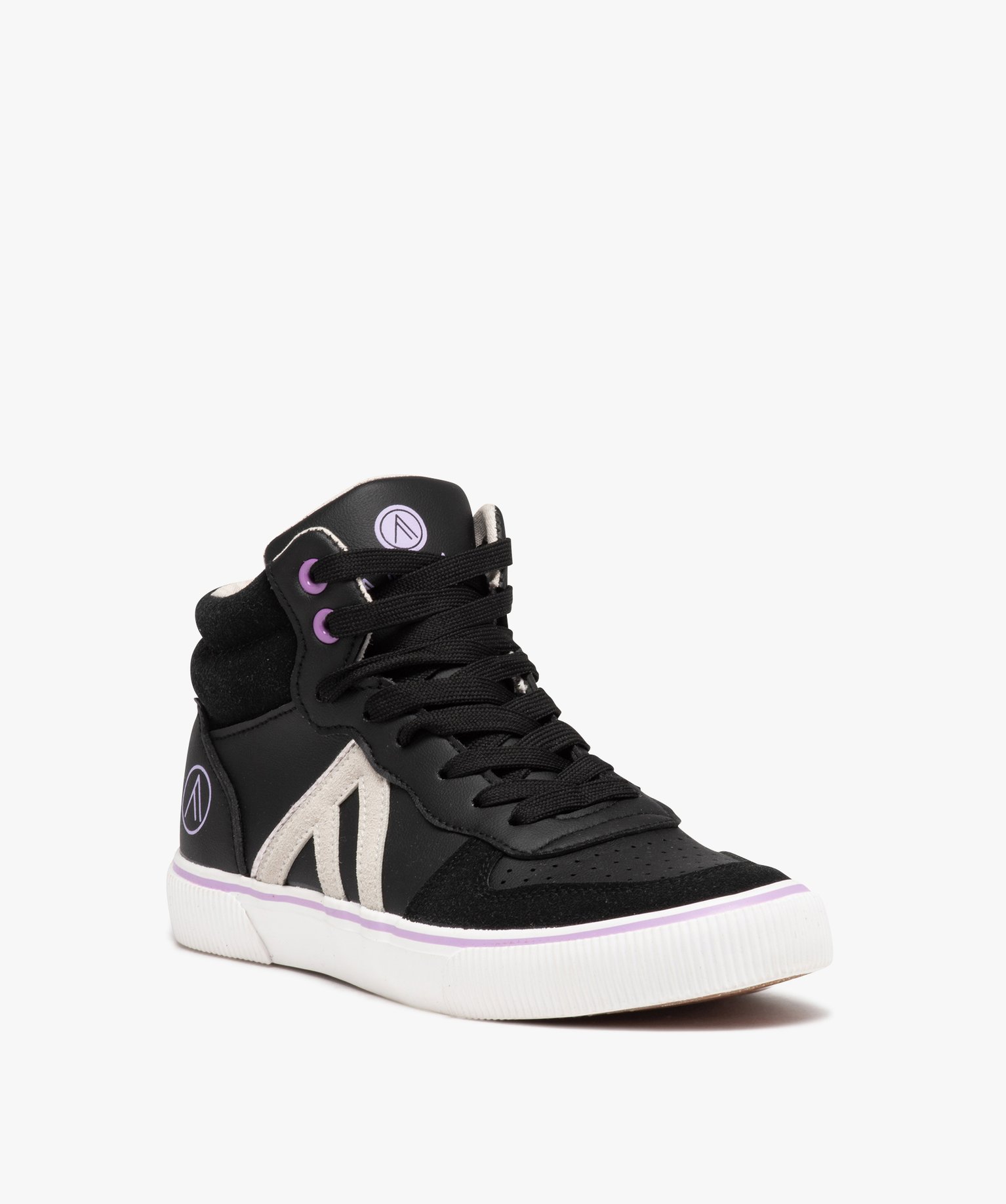 Baskets femme mid-cut unies à lacets - Alma Planète noir | GEMO