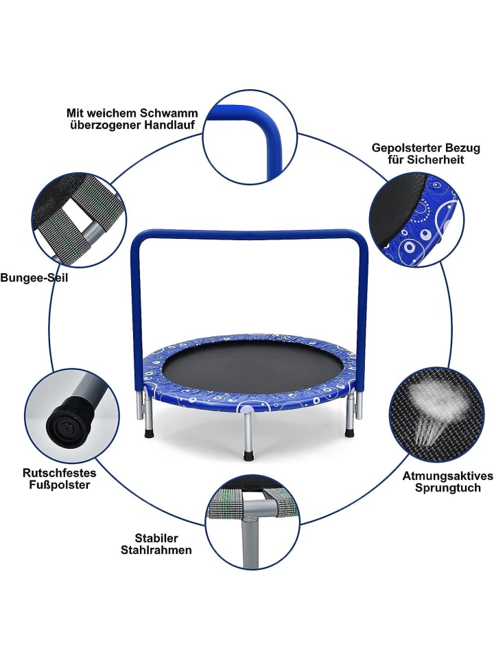 COSTWAY Mini Trampolin in Blau günstig kaufen 92 cm