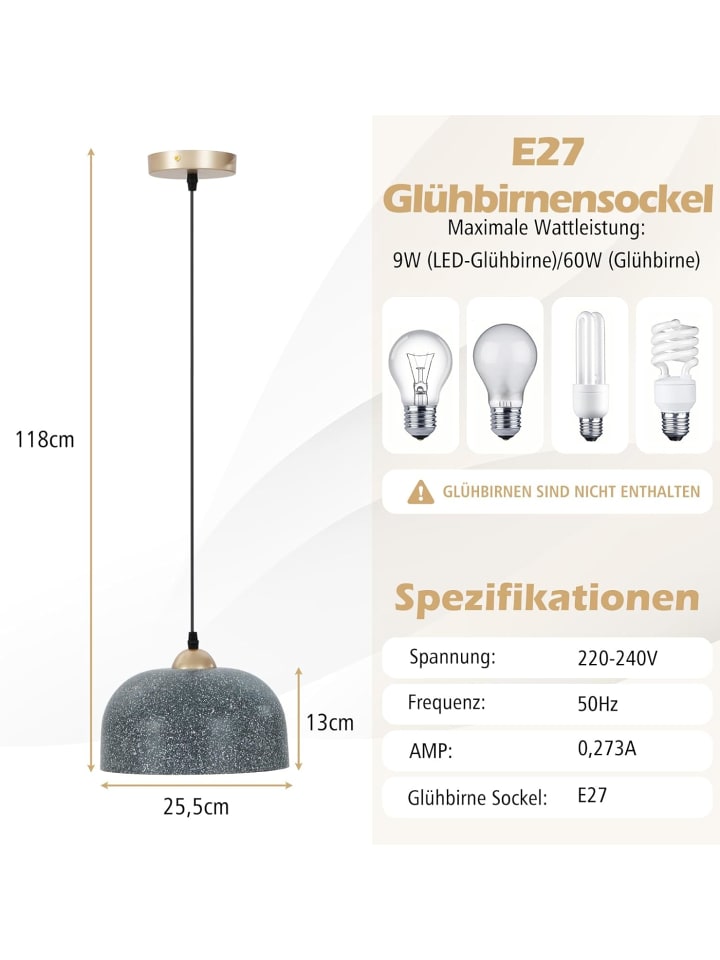 COSTWAY Deckenleuchte in Grau günstig kaufen onesize