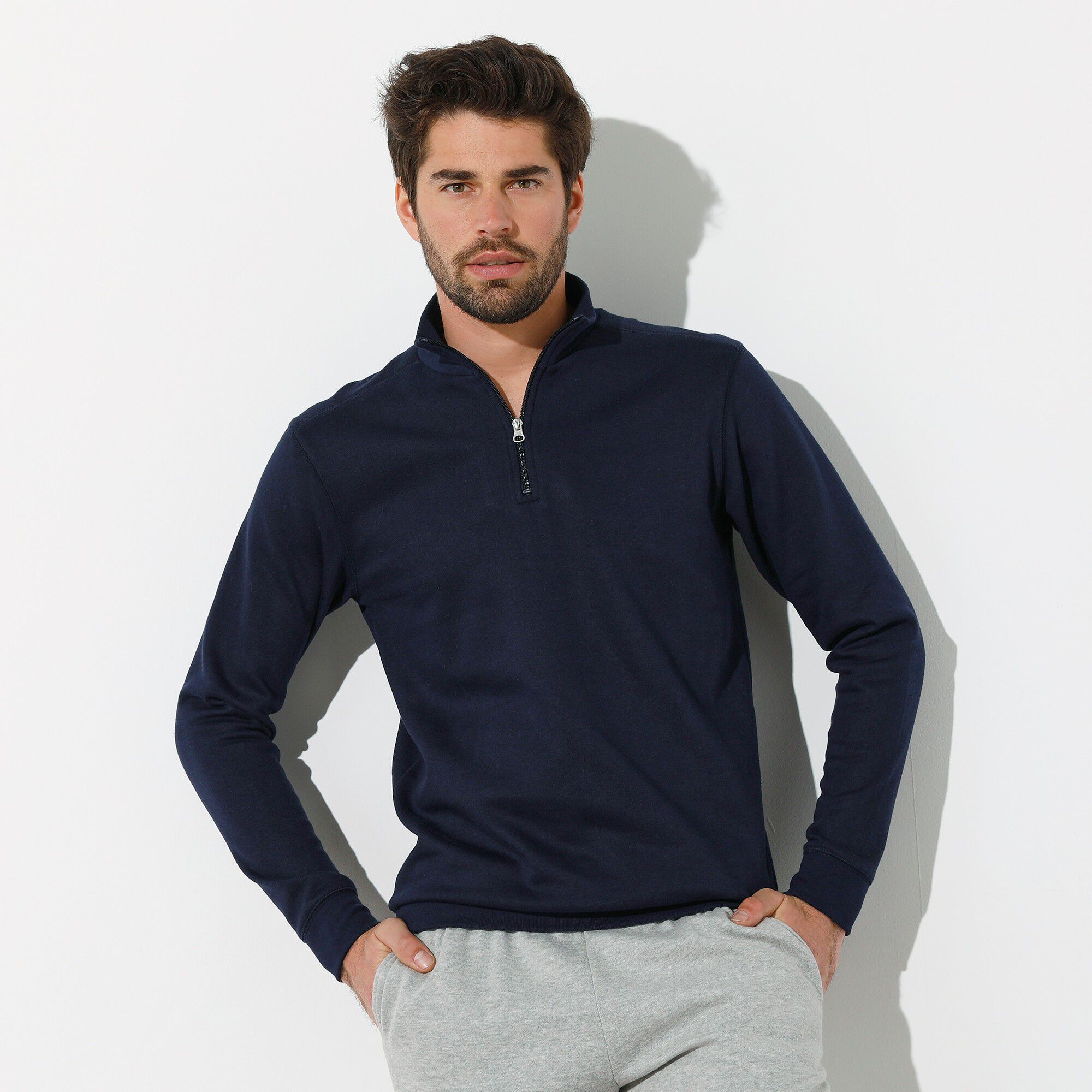 Sweat molleton col camionneur zippé