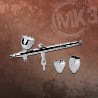 MK3 Airbrush Double-Action Control Pistole mit 0,2 mm Düse und 3 Farbtöpfen