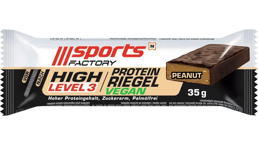 SPORTS FACTORY Proteinriegel Level 3 Vegan Peanut 35 g
