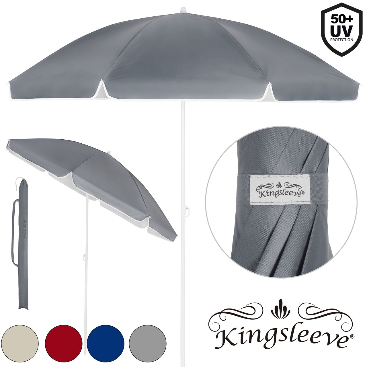 Kingsleeve Sonnenschirm Kingsleeve neigbar/höhenverstellbar 140-200 x 200cm rot