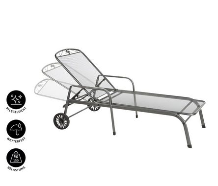 MWH Gartenliege Gartenliege Savoy, 187 x 81 x 52 cm, Gartenliege mit verstellbarem Kopfteil in verspielt-nostalgischem Design