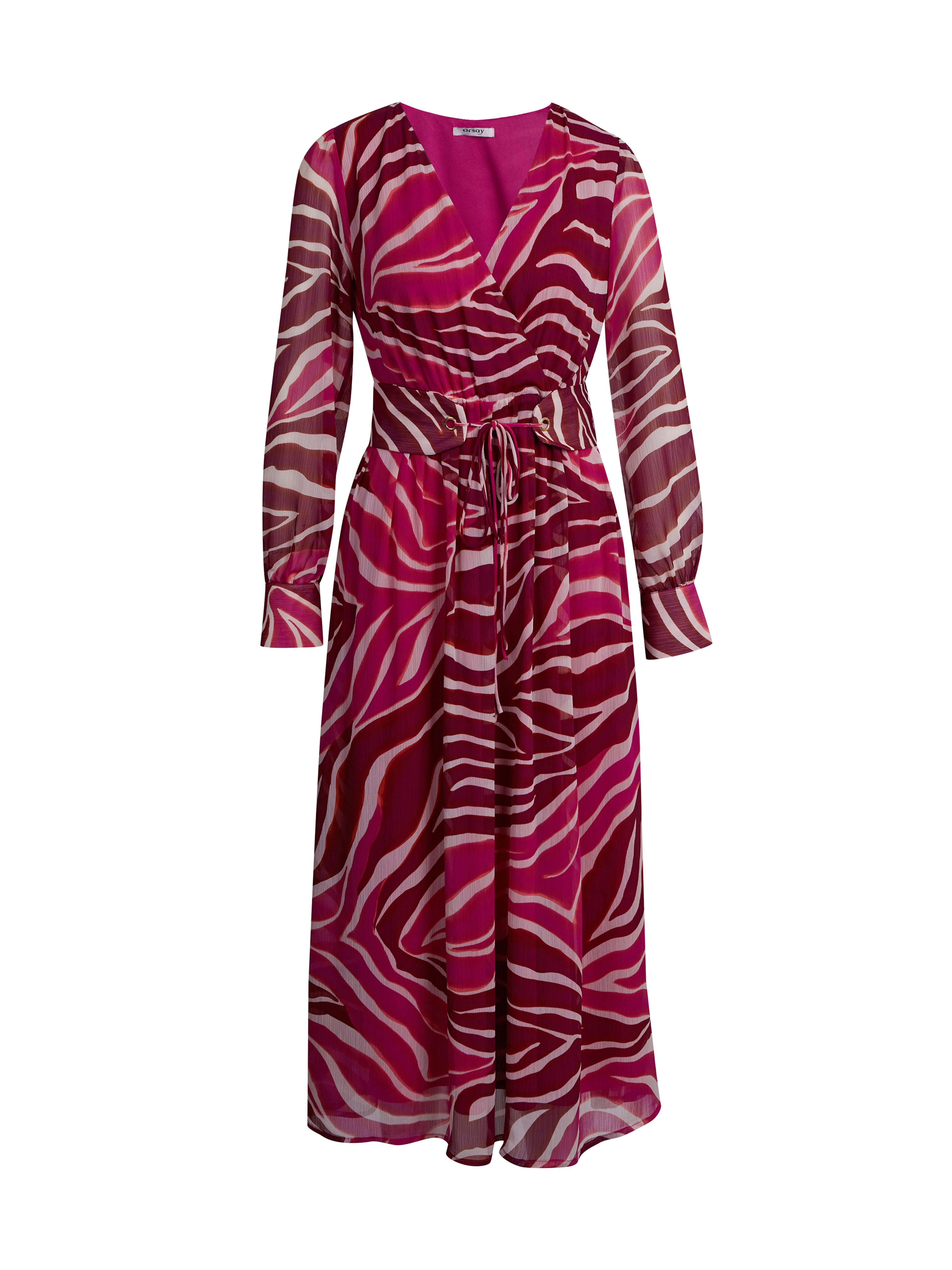 Burgunderrot und rosa gemustertes Maxikleid Damen ORSAY