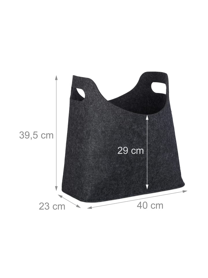 relaxdays Kaminholztasche in Anthrazit - (B)40 x (H)39,5 x (T)23 cm günstig kaufen onesize