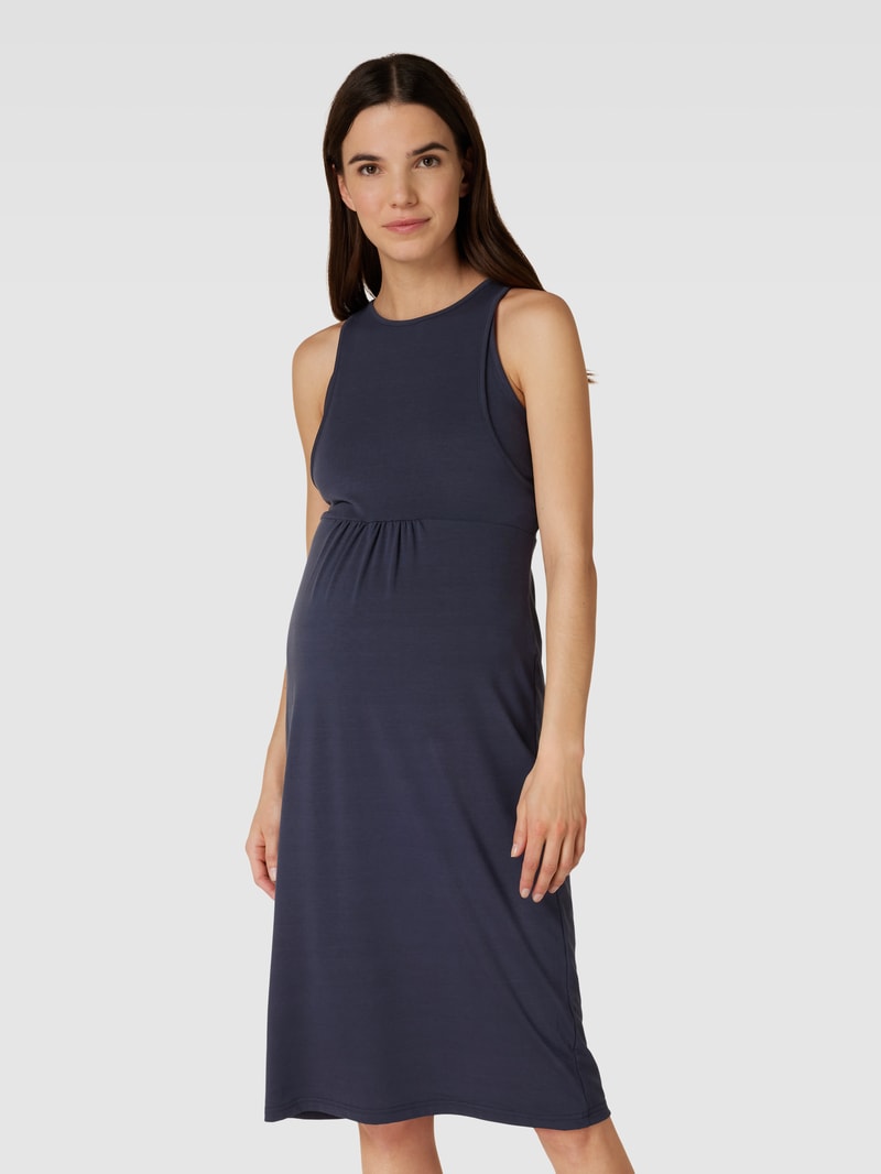 Knielanges Umstands-Kleid mit Still-Funktion Modell 'IDA' in marineblau
