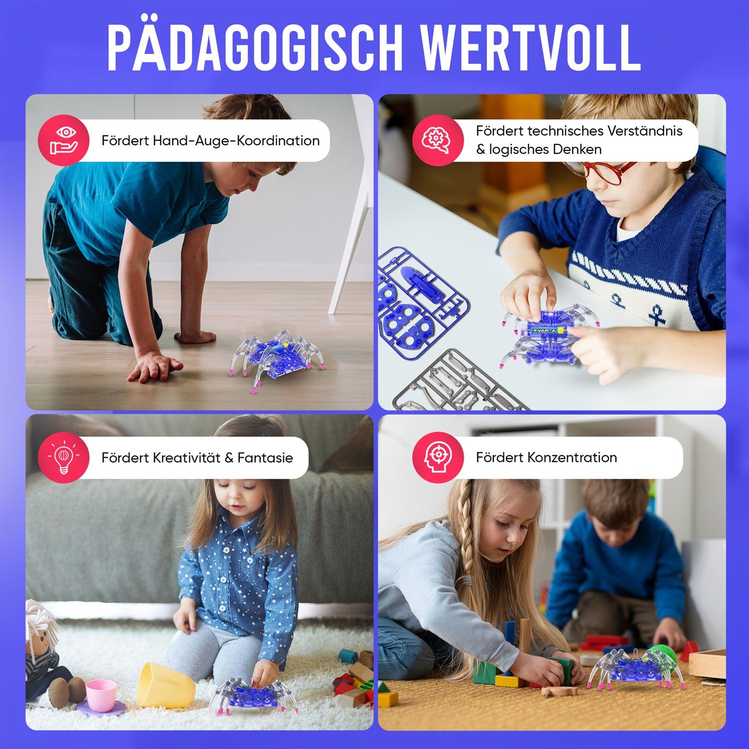 noDNA We love robotics Robotertier SpiderRobot, ab 8 Jahren, DIY, Spielzeug Roboter Geschenke für Adventskalender & Weihnachten Kinder
